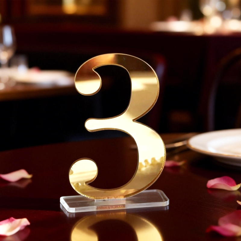 Table Number Gold - 홀더가 있는 웨딩 테이블 번호, 아크릴