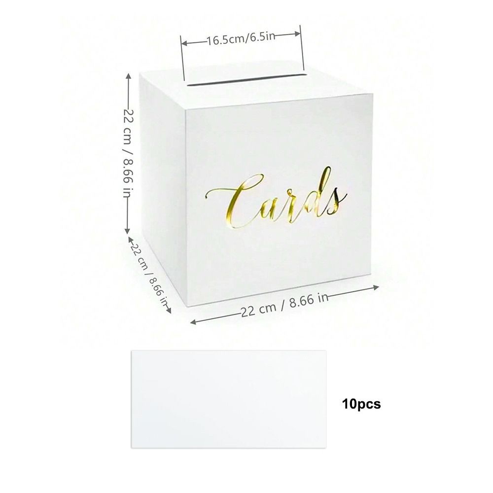Wedding Card Box - 봉투 모양 상자, 흰색/검은색, 웨딩 카드