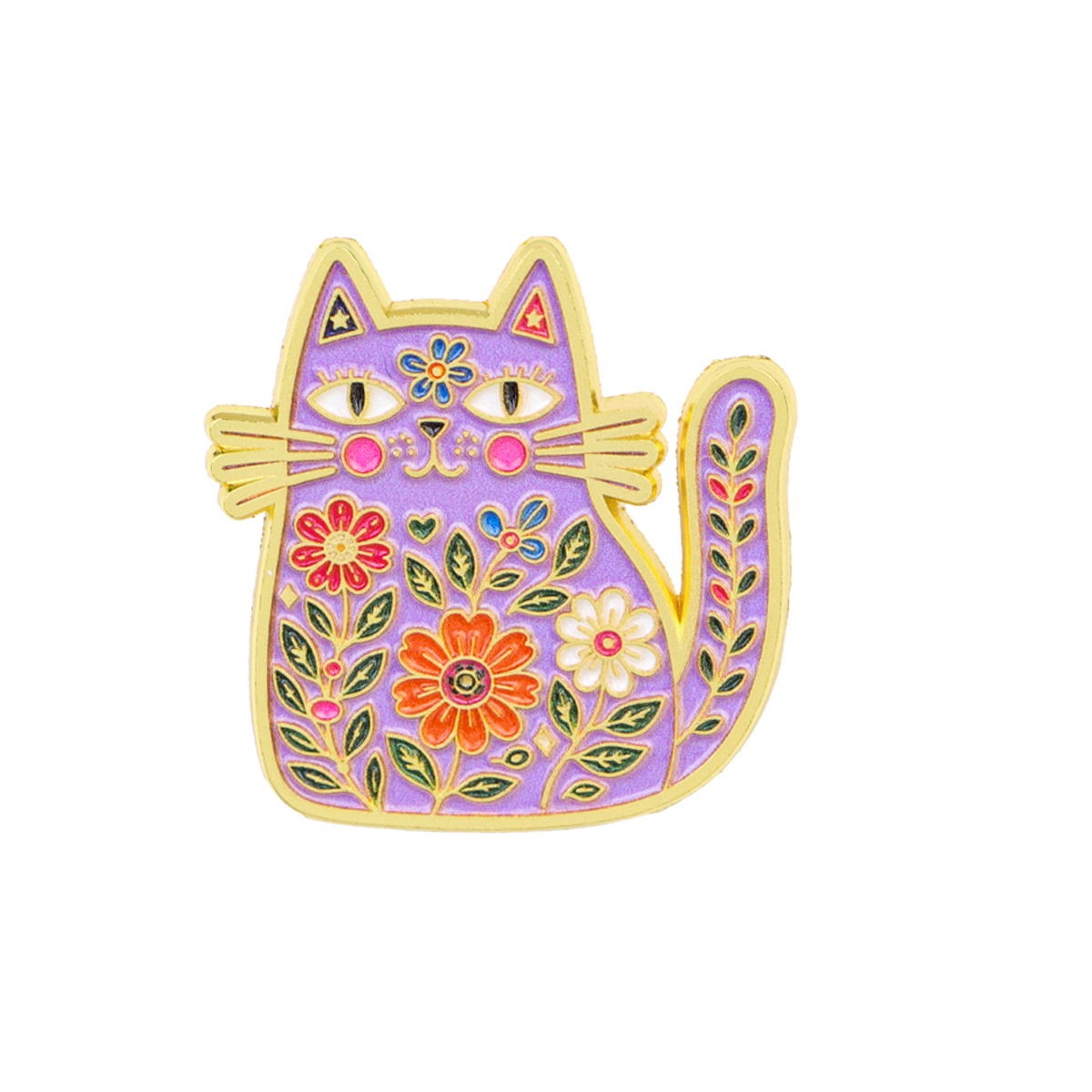 민속 예술 스타일의 꽃무늬 검은 고양이 에나멜 뱃지,  - Good Floral & Wedding Decor Supply Photos 리뷰 및 가격