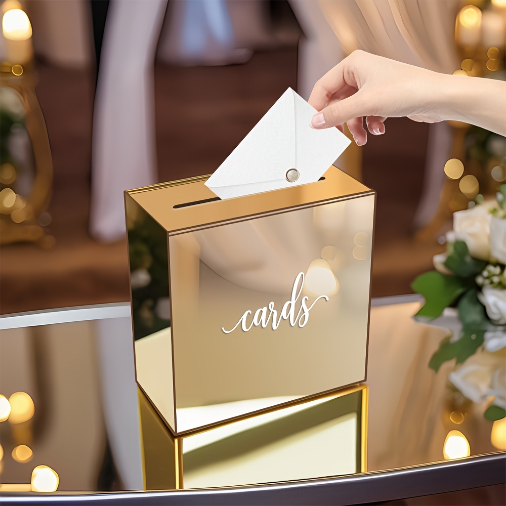 골든 아크릴 풀아웃 웨딩 청첩장 카드 박스, 슬롯이 있 - Wedding Card Box 리뷰 및 가격